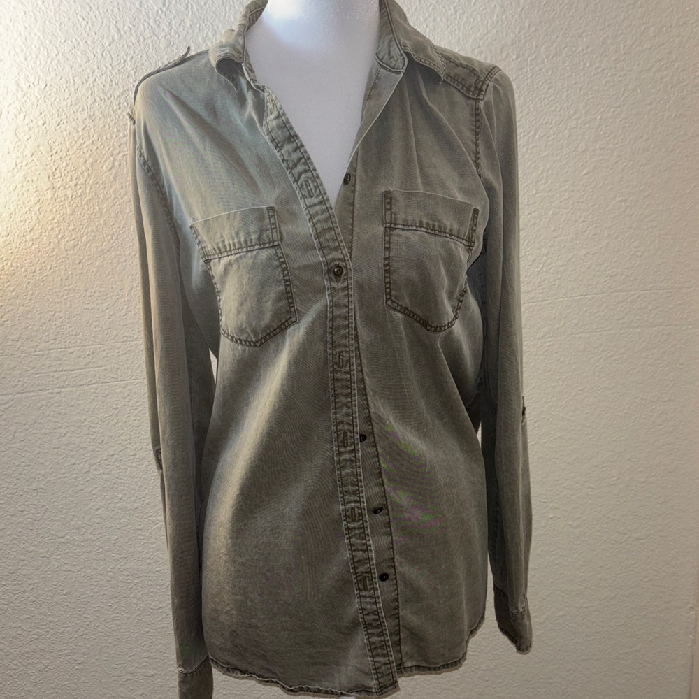 Express Olive Boyfriend Shirt